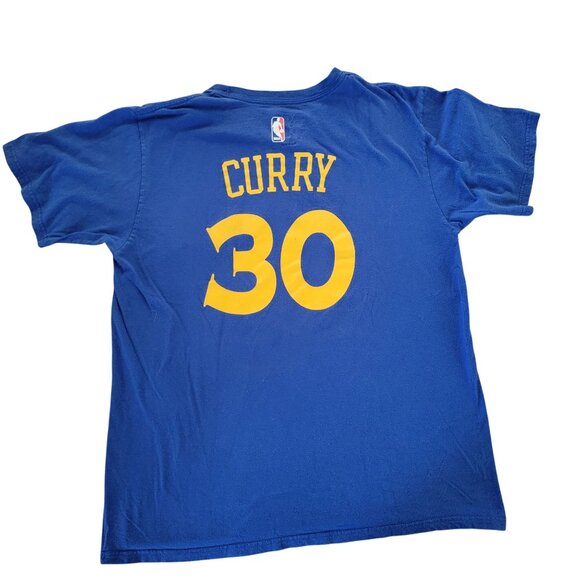 Golden State Warriors Stephen Curry 30 Blue T-Shirt L/G Adidas 100% Cotton - Picture 2 of 3
